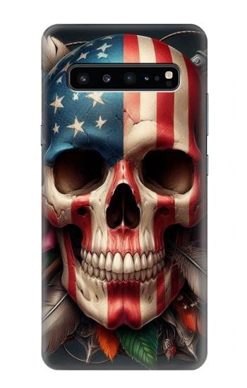 W4015 Skull American Flag Case Cover Custodia e Flip Case per Samsung Galaxy S10 5G