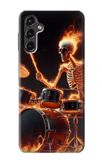 W3985 Fire Skull Drummer Case Cover Custodia e Flip Case per Samsung Galaxy A14 5G