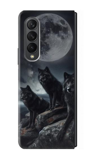 W3970 Black Wolf Full Moon Case Cover Custodia e Flip Case per Samsung Galaxy Z Fold 3 5G