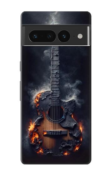 W3972 Burned Acoustic Guitar Graphic Case Cover Custodia e Flip Case per Google Pixel 7 Pro