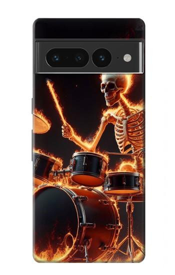 W3985 Fire Skull Drummer Case Cover Custodia e Flip Case per Google Pixel 7 Pro