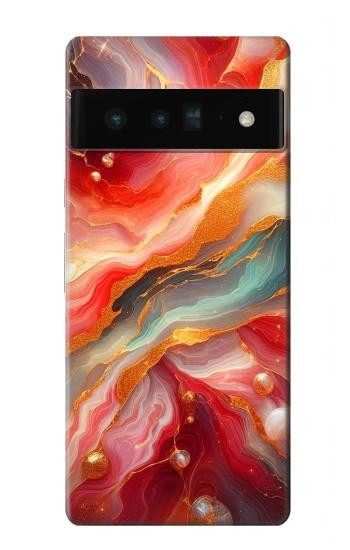 W4012 Red Marble Gold Veins Case Cover Custodia e Flip Case per Google Pixel 6 Pro