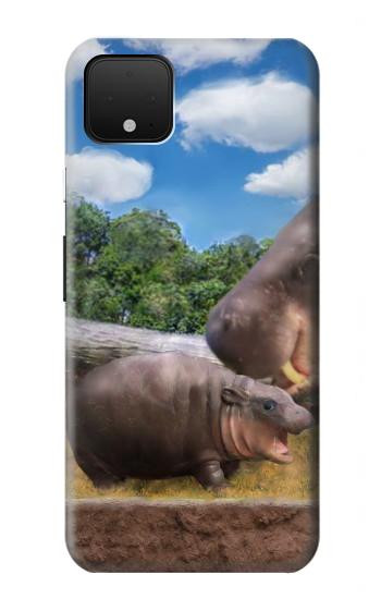 W4031 Baby Hippo Hippopotamus Family Case Cover Custodia e Flip Case per Google Pixel 4
