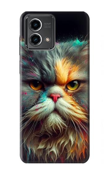 W3971 Cat Painted Color Case Cover Custodia e Flip Case per Motorola Moto G Stylus 5G (2023)