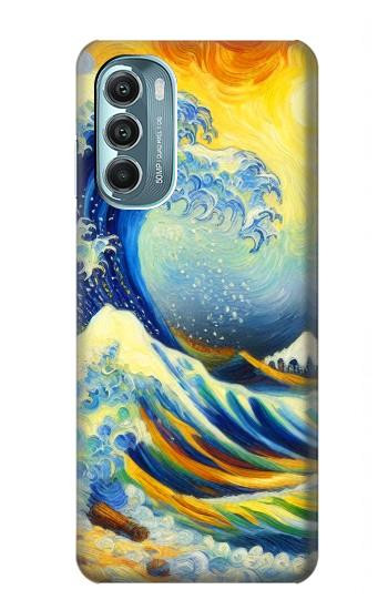 W4005 Oil Color Painting Great Waves Case Cover Custodia e Flip Case per Motorola Moto G Stylus 5G (2022)