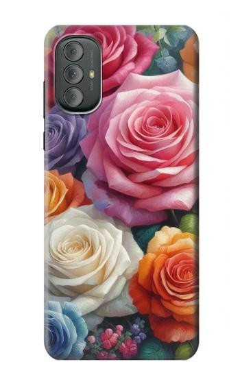 W3975 Colorful Roses Painting Case Cover Custodia e Flip Case per Motorola Moto G Power 2022, G Play 2023