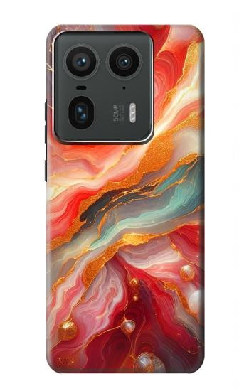 W4012 Red Marble Gold Veins Case Cover Custodia e Flip Case per Motorola Edge 50 Ultra