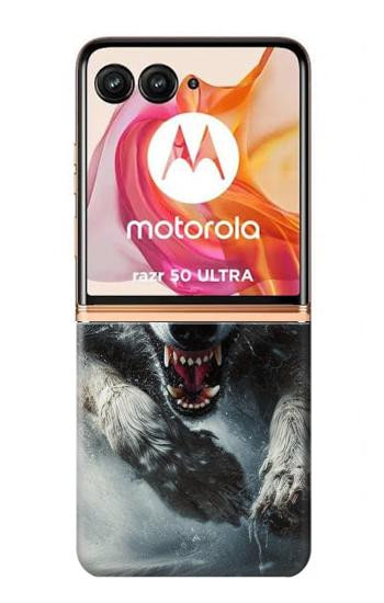 W3965 Angry Wolf Running Case Cover Custodia e Flip Case per Motorola Razr 50 Ultra