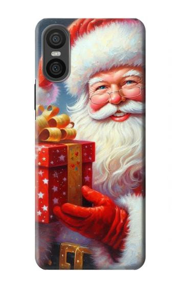 W4029 Xmas Smiling Santa Claus Gift Box Case Cover Custodia e Flip Case per Sony Xperia 10 VI