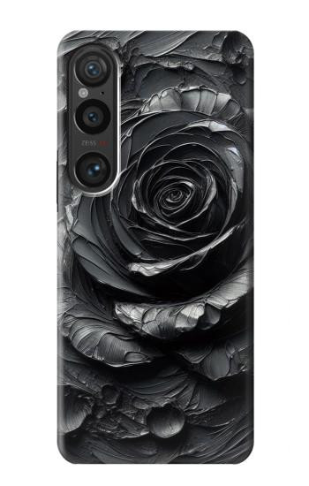 W3969 Black Rose Hard Brush Stroke Case Cover Custodia e Flip Case per Sony Xperia 1 VI