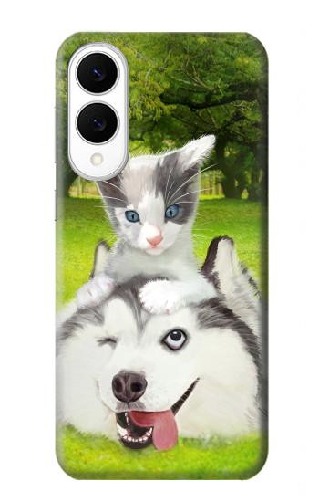 W3795 Kitten Cat Playful Siberian Husky Dog Paint Case Cover Custodia e Flip Case per Samsung Galaxy S25 Edge