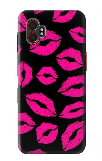 W2933 Pink Lips Kisses on Black Case Cover Custodia e Flip Case per Samsung Galaxy XCover7 Pro