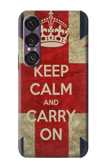 W0674 Keep Calm and Carry On Case Cover Custodia e Flip Case per Sony Xperia 1 VII