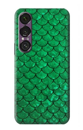 W2704 Green Fish Scale Pattern Graphic Case Cover Custodia e Flip Case per Sony Xperia 1 VII