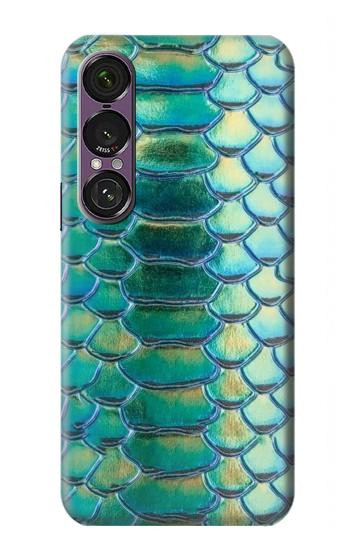 W3414 Green Snake Scale Graphic Print Case Cover Custodia e Flip Case per Sony Xperia 1 VII