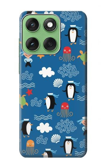W2572 Marine Penguin Pattern Case Cover Custodia e Flip Case per Motorola Edge 60