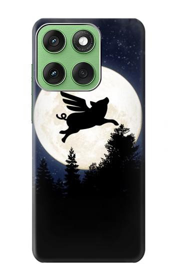 W3289 Flying Pig Full Moon Night Case Cover Custodia e Flip Case per Motorola Edge 60