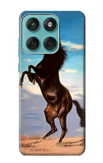 W0934 Wild Black Horse Case Cover Custodia e Flip Case per Motorola Edge 60 Fusion
