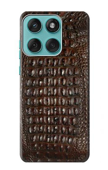 W2850 Brown Skin Alligator Graphic Printed Case Cover Custodia e Flip Case per Motorola Edge 60 Fusion