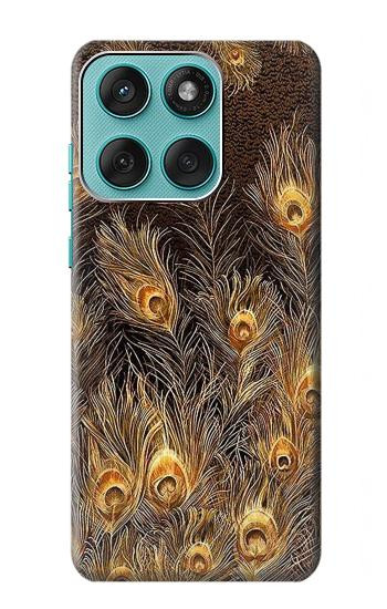 W3691 Gold Peacock Feather Case Cover Custodia e Flip Case per Motorola Edge 60 Fusion