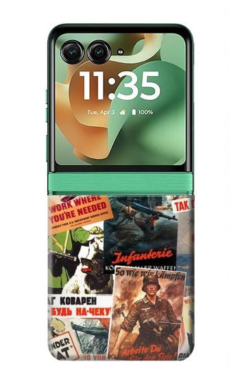 W3905 Vintage Army Poster Case Cover Custodia e Flip Case per Motorola Razr 60, Razr 2025