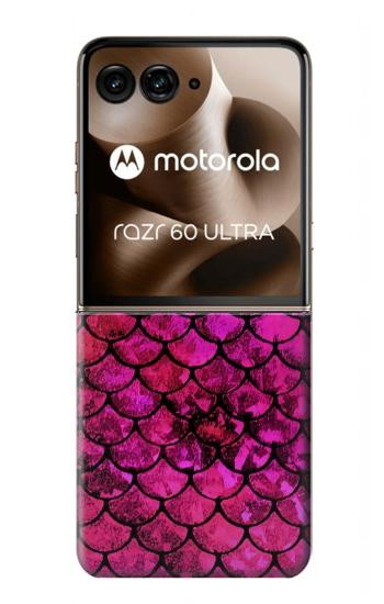 W3051 Pink Mermaid Fish Scale Case Cover Custodia e Flip Case per Motorola Razr 60 Ultra, Razr Ultra 2025