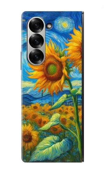 W4019 Sunflower Van Gogh Style Case Cover Custodia e Flip Case per Samsung Galaxy Z Fold 7