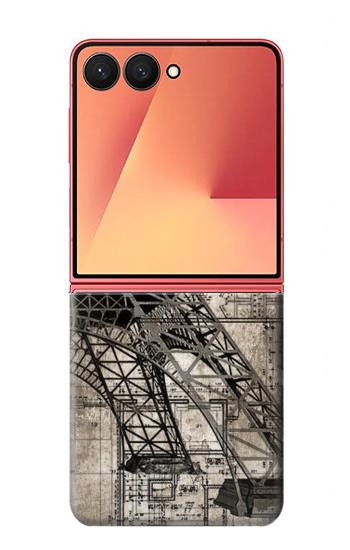 W3416 Eiffel Tower Blueprint Case Cover Custodia e Flip Case per Samsung Galaxy Z Flip 7