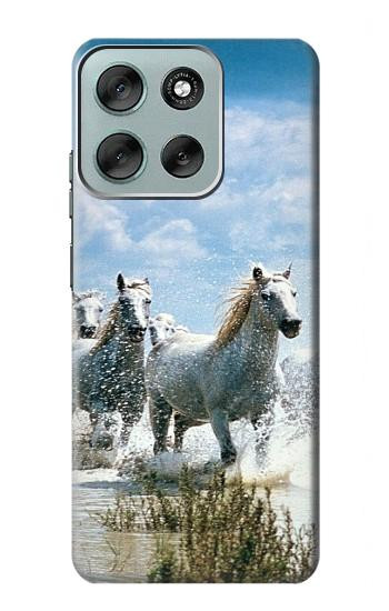 W0250 White Horse Case Cover Custodia e Flip Case per Motorola Moto G56 W0250 White Horse Case Cover Custodia e Flip Case per Motorola Moto G56