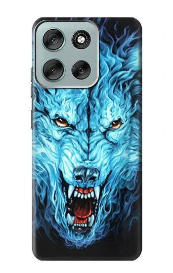 W0752 Blue Fire Grim Wolf Case Cover Custodia e Flip Case per Motorola Moto G56 W0752 Blue Fire Grim Wolf Case Cover Custodia e Flip Case per Motorola Moto G56