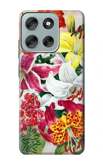 W3205 Retro Art Flowers Case Cover Custodia e Flip Case per Motorola Moto G56