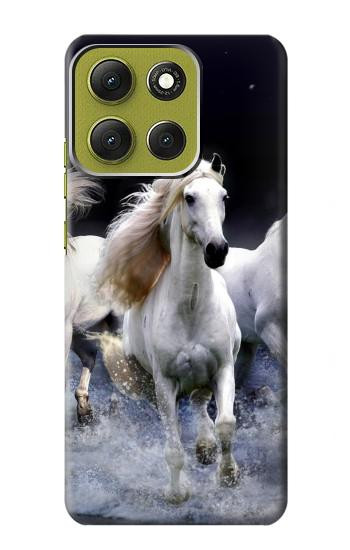 W0246 White Horse Case Cover Custodia e Flip Case per Motorola Moto G86 W0246 White Horse Case Cover Custodia e Flip Case per Motorola Moto G86
