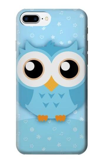 W3029 Cute Blue Owl Case Cover Custodia e Flip Case per iPhone 7 Plus, iPhone 8 Plus