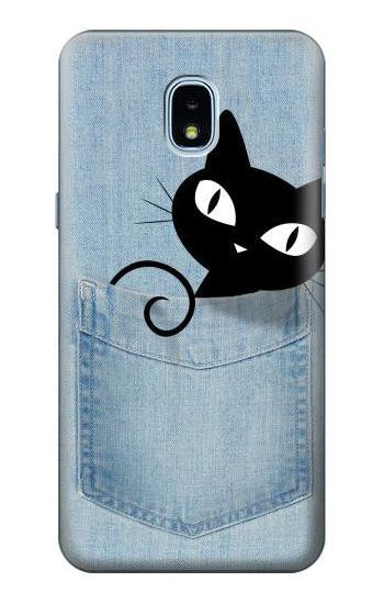 W2641 Pocket Black Cat Case Cover Custodia e Flip Case per Samsung Galaxy J3 (2018), J3 Star, J3 V 3rd Gen, J3 Orbit, J3 Achieve, Express Prime 3, Amp Prime 3