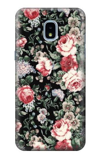 W2727 Vintage Rose Pattern Case Cover Custodia e Flip Case per Samsung Galaxy J3 (2018), J3 Star, J3 V 3rd Gen, J3 Orbit, J3 Achieve, Express Prime 3, Amp Prime 3