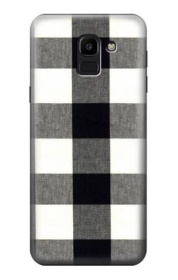 W2842 Black and White Buffalo Check Pattern Case Cover Custodia e Flip Case per Samsung Galaxy J6 (2018)