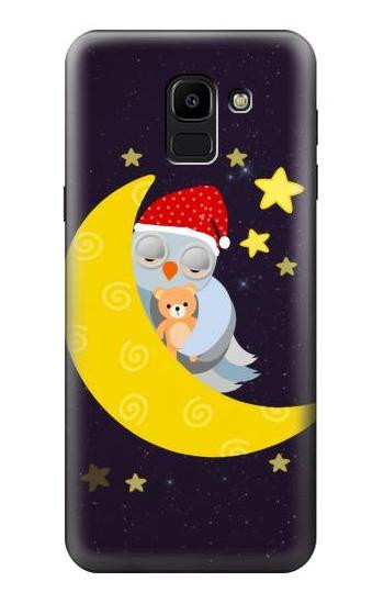 W2849 Cute Sleepy Owl Moon Night Case Cover Custodia e Flip Case per Samsung Galaxy J6 (2018)