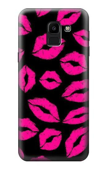 W2933 Pink Lips Kisses on Black Case Cover Custodia e Flip Case per Samsung Galaxy J6 (2018)