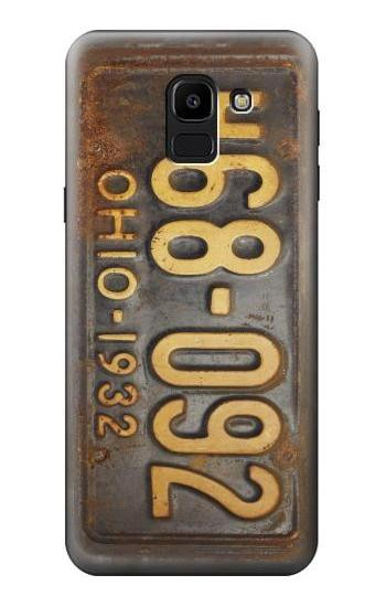 W3228 Vintage Car License Plate Case Cover Custodia e Flip Case per Samsung Galaxy J6 (2018)