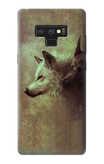 W0931 White Black Wolf Case Cover Custodia e Flip Case per Note 9 Samsung Galaxy Note9
