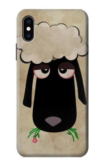 W2826 Cute Cartoon Unsleep Black Sheep Case Cover Custodia e Flip Case per iPhone X, iPhone XS