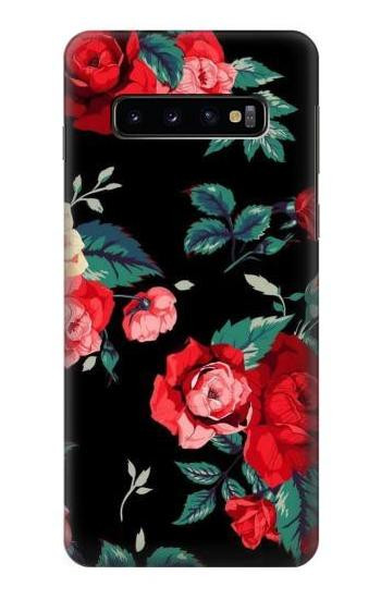 W3112 Rose Floral Pattern Black Case Cover Custodia e Flip Case per Samsung Galaxy S10