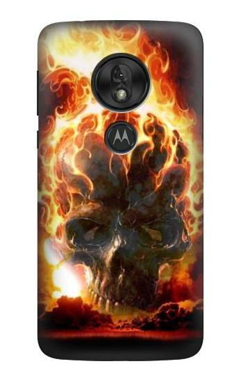 W0863 Hell Fire Skull Case Cover Custodia e Flip Case per Motorola Moto G7 Play