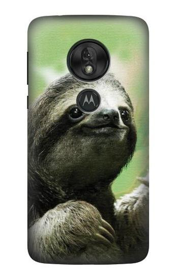 W2708 Smiling Sloth Case Cover Custodia e Flip Case per Motorola Moto G7 Play