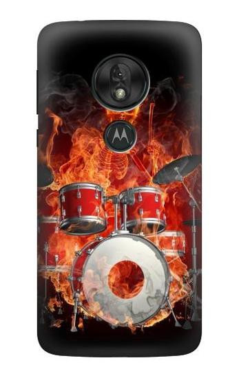 W1431 Skull Drum Fire Rock Case Cover Custodia e Flip Case per Motorola Moto G7 Power