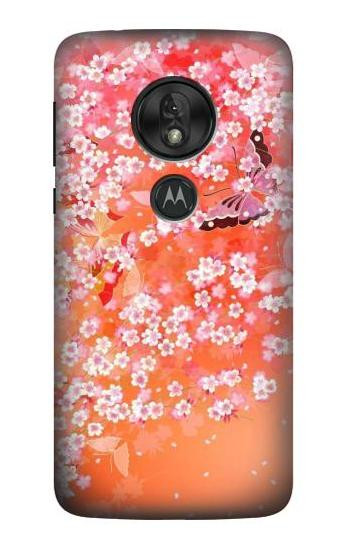 W2543 Japanese Kimono Style Flower Pattern Case Cover Custodia e Flip Case per Motorola Moto G7 Power