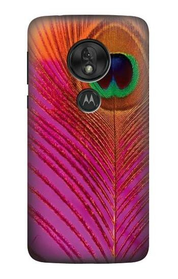 W3201 Pink Peacock Feather Case Cover Custodia e Flip Case per Motorola Moto G7 Power