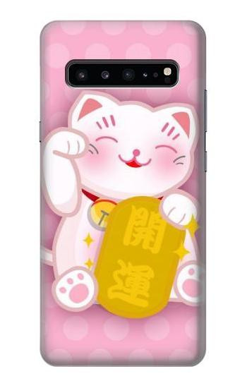 W3025 Pink Maneki Neko Lucky Cat Case Cover Custodia e Flip Case per Samsung Galaxy S10 5G