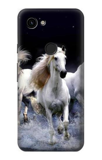 W0246 White Horse Case Cover Custodia e Flip Case per Google Pixel 3a