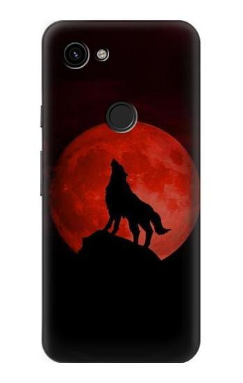 W2955 Wolf Howling Red Moon Case Cover Custodia e Flip Case per Google Pixel 3a